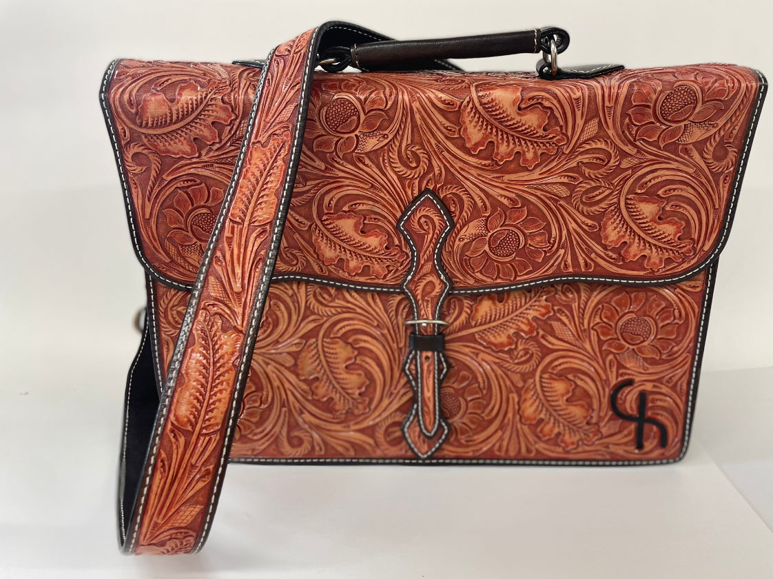 Fully Tooled Leather Briefcase